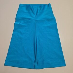 George High Waisted Biker Shorts Metallic Turquoise Blue Athletic Size Medium